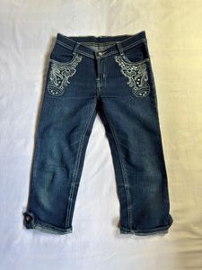 Y2k Dark wash denim capri