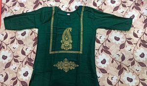 Elegant Green Kurta with Gold Embroidery