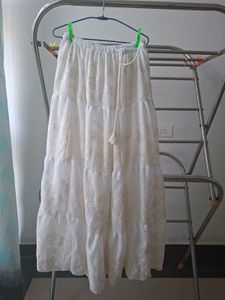 White Tiered Embroidered Skirt