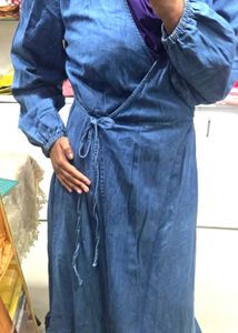 Denim Wrap Maxi Dress