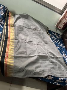 grey cotton saree with blouse