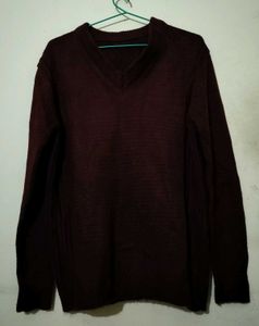 Men's V-Neck Burgundy Sweater