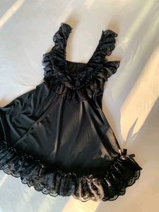 Elegant Black Lace Trim Dress