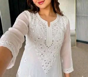 Elegant White Chikankari Kurta Set