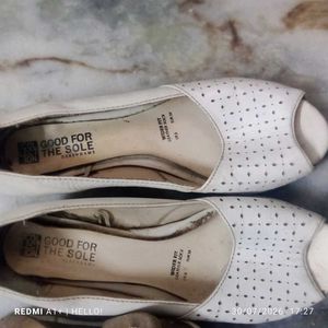 🥳 offer 🥳set of 2 pair Chic White Peep-Toe Flats