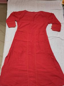 Red Button-Up Anarkali Kurta