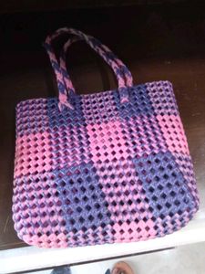 Pink and Purple Woven Bag