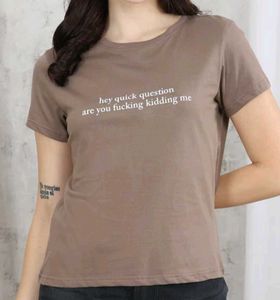 Shein Women Short Sleeve Typographic Chest Print