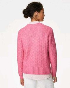 M&amp;S Collection Soft Pink Fuzzy V-Neck Sweater