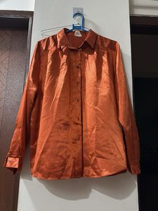 Shimmering Orange Button-Up Shirt