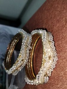 Elegant Crystal &amp; Gold Bangles