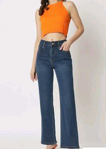 Stylish Dark Wash Wide Leg Jeans
