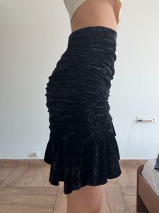 Black Velvet Mini Skirt