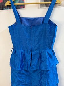 Blue Ruffled Mini Dress