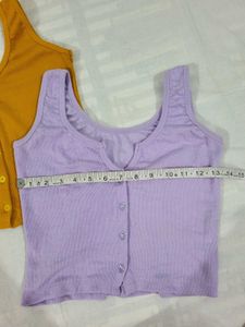 Button-Up Crop Tank Tops Set