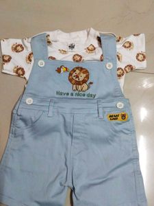 Baby Blue Lion Overalls &amp; Tee Set