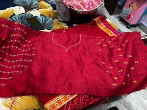 Elegant  Embroidered Saree with blouse piece