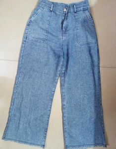 Womens Light Wash Wide Leg Jeans
