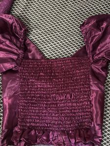 Satin Bow Detail Puff Sleeve Top