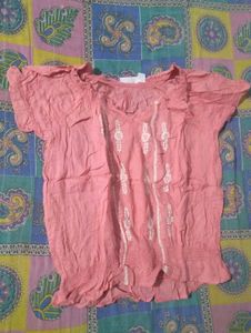 Pink Embroidered Ruffle Top