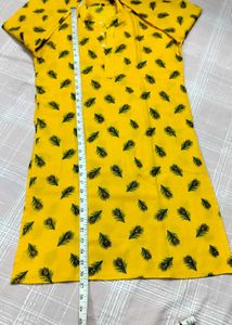 FEATHER PRINT ETHNIC YELLOW KURTA