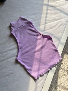 SSS - Lavender Ribbed Turtleneck Sleeveless Top