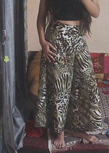 Animal Print Wide Leg Pants