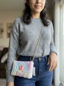 Fuzzy Pastel Star &amp; Bow Crossbody Bag