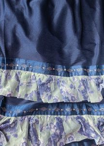 Designer Floral Print Saree with Ruffled Border