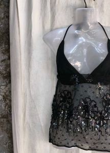 Sparkling Black Halter Top