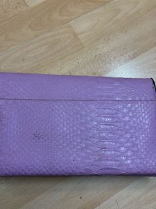Stylish Lavender Clutch with Snake Print
