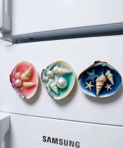 Unique Seashell fridge magnet with Pearls