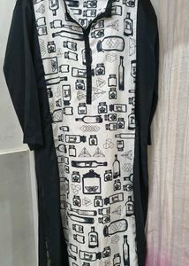 Black & White Printed Kurta