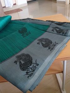 Elegant Green &amp; Grey Saree with blouse