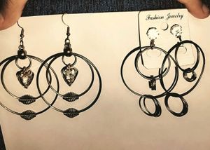 Boho Hoop Earrings with Heart Charms