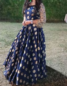 dark blue reseption gown