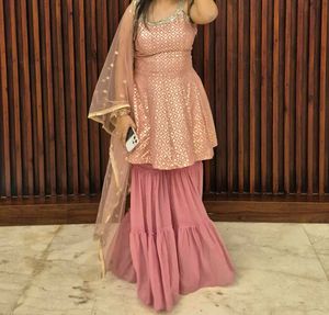 Pink sharara Suit with dupatta