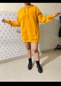 Yellow Oversized Hoodie Dress