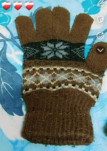 Brown Patterned Fingerless Gloves