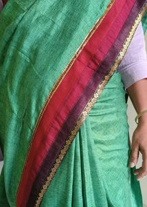 Beautiful Green Saree kasab border