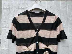 New with tag Striped Button-Down Knit Top