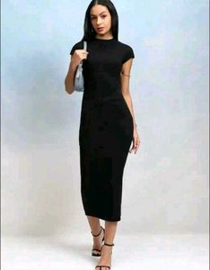 Elegant Black Short Sleeve Dress