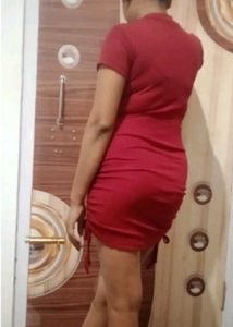 Tie-up Red Bodycon Dress