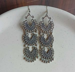 Elegant Silver Tone Dangle Earrings