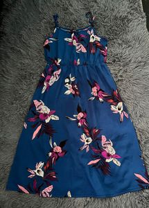 Floral Deep Blue Sleeveless Dress