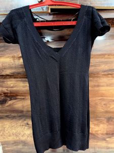 NEW Black Knit V-Neck Top with Ring Detail