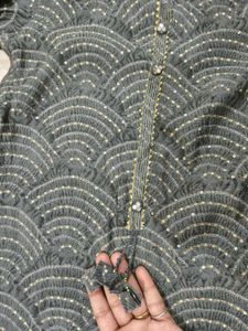 Elegant Grey Kurta Set with Sequins work