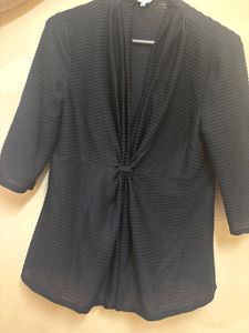 Elegant black Pleated Tunic Top