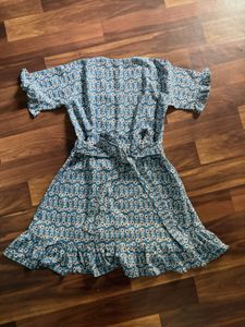 Blue Floral Wrap Dress