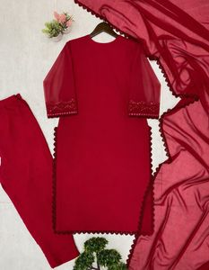 Elegant Red Sequined Kurta Set